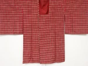 リサイクル　格子模様手織り紬道行コート